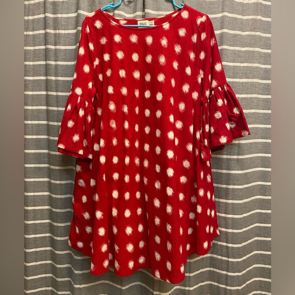 Norblack Norwhite | Anthropologie Red Bell Sleeve Dress